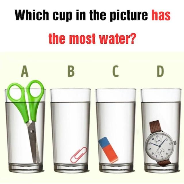Which of the Glasses Contains the Largest Amount of Water?